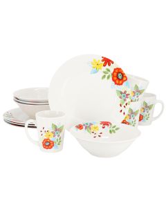 Gibson Home Color Floral 12 Piece Fine Ceramic Dinnerware Set in Multi