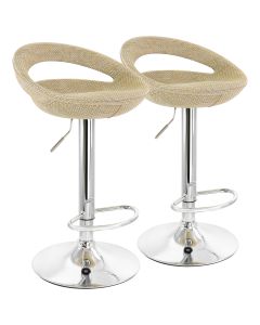 Elama 2 Piece Adjustable Rattan Barstool in Tan with Chrome Base