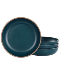 Gibson Home Rockabye 4 Piece Melamine Dinner Bowl Set in Dark Teal