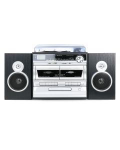 Trexonic 3-Speed Turntable With CD Player, Double Cassette Player, Bluetooth, FM Radio &amp; USB/SD Recording